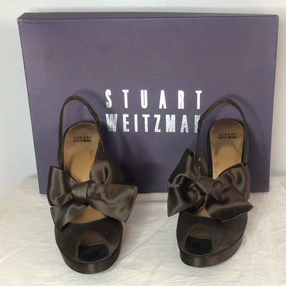 Stuart Weitzman Dorothy Brown Pump Bow Heels 10M - Picture 12 of 17
